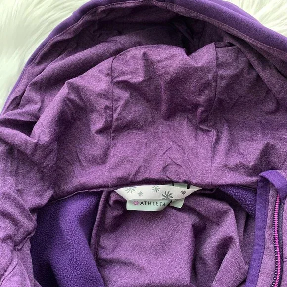 Athleta - Jump & Jive Purple Primaloft quilted stretch long hooded jacket, M - Picture 5 of 6